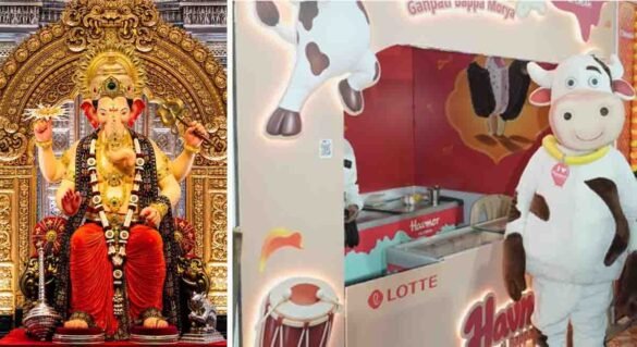 Visitors participating in Havmor’s dance challenge at Lalbaugcha Raja