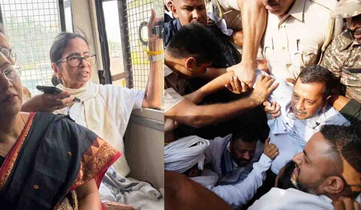 दिल्ली में जंतर-मंतर की ओर जाने वाले रास्तों पर पुलिस बैरिकेडिंग और प्रदर्शनकारियों को रोकने की कार्रवाई